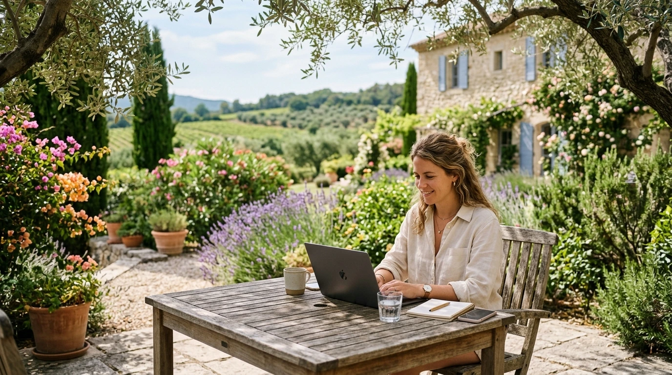 Télétravail jardin provence